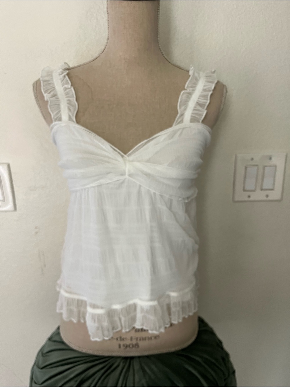 Max Studio White Ruffled Camisole Tank